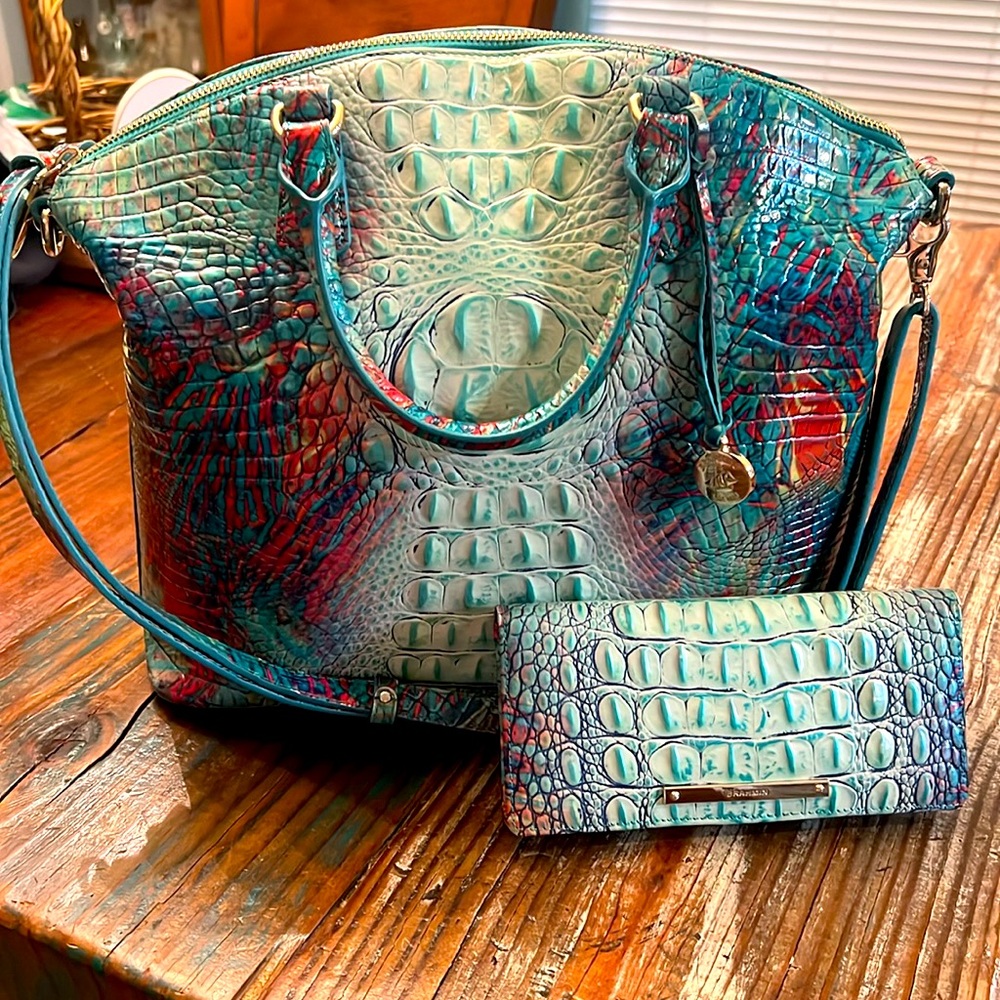 Brahmin large duxbury satchel dream ombre Melbourne with wallet